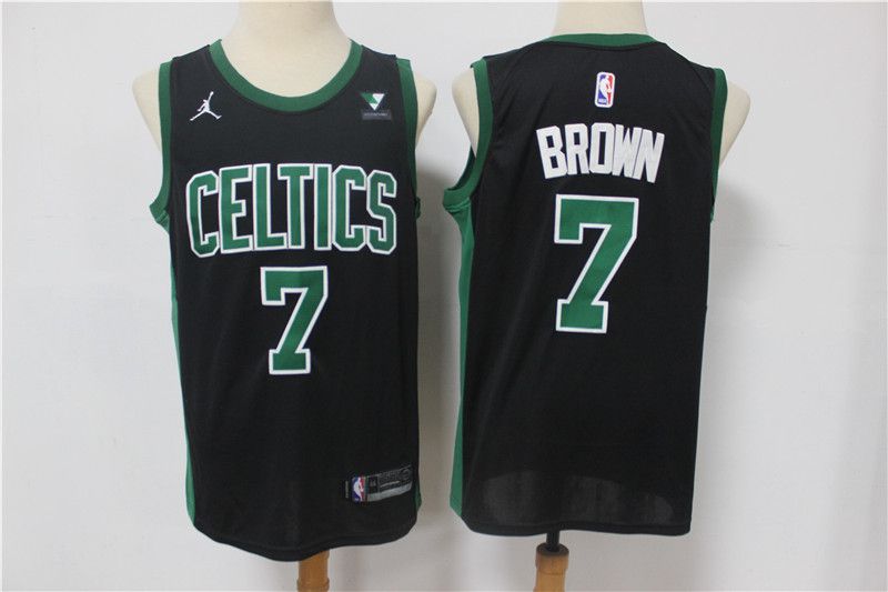 Men Boston Celtics #7 Brown Black With Jordan logo 2021 Game NBA Jersey->boston celtics->NBA Jersey